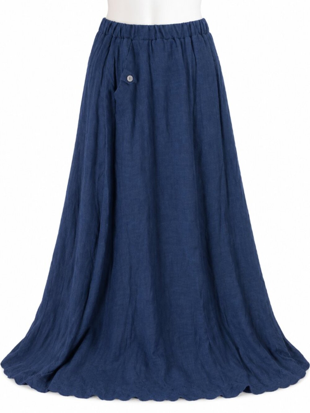 Claire France Navy Maxi Skirt Embroidered Hem Pull-On Size 14 NWT